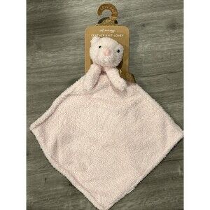 Levi & Emmie Pink Teddy Bear Baby Lovey Plush Feather Knit Security Blanket New